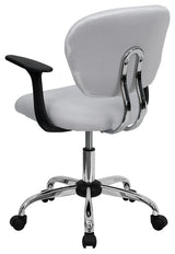 Mid-Back Mesh Swivel Task Chair with Chrome Base and Arms, White