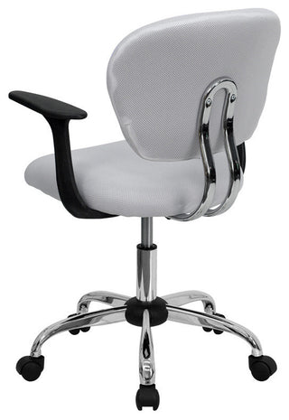 Mid-Back Mesh Swivel Task Chair with Chrome Base and Arms, White