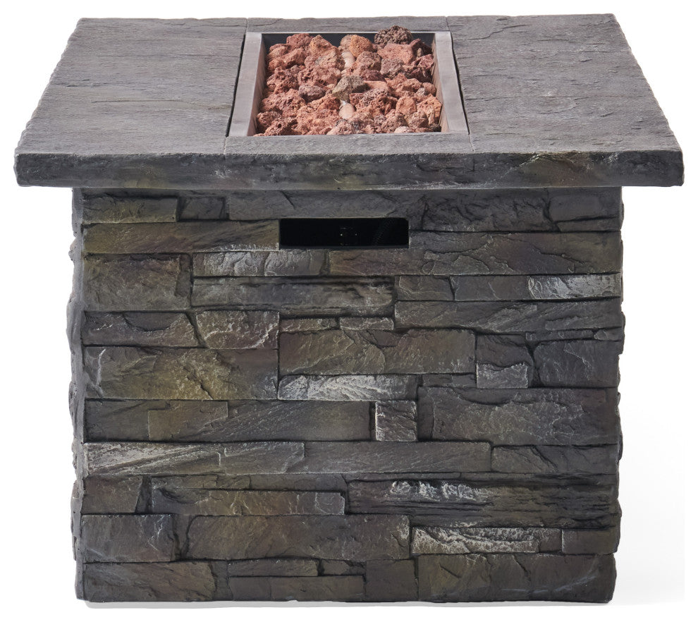 Dunnigan Outdoor 50,000 BTU Lightweight Concrete Fire Pit, No Tank Holder