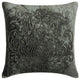 Damask Silver Foil Grey & Silver Velvet 18"x18" Pillow Cover, Steel Damask