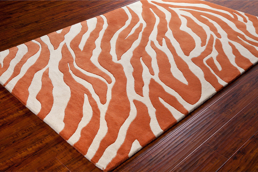 Stella Contemporary Area Rug, Orange and White, 5'x7'6"