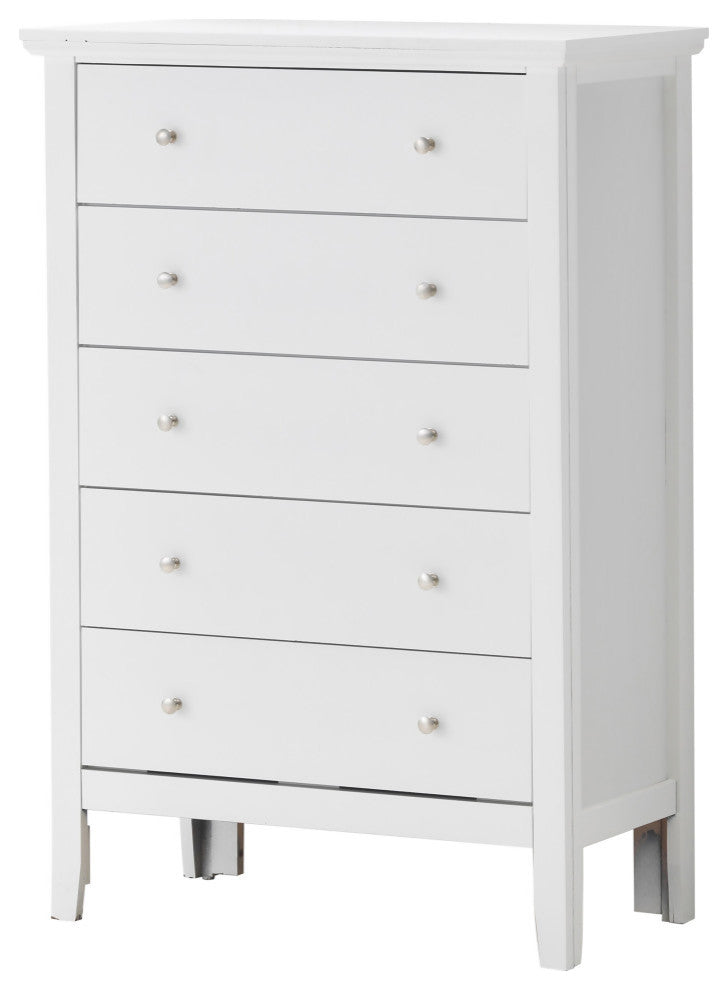 Primo White 5 Drawer Chest of Drawers, 32, L. X 16, W. X 48, H.