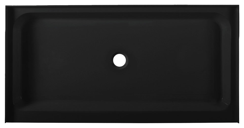 Voltaire 60"x32" Acrylic Black, Single-Threshold, Center Drain, Shower Base