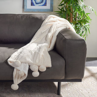 Safavieh Dalson Pom Pom Throw, Ivory