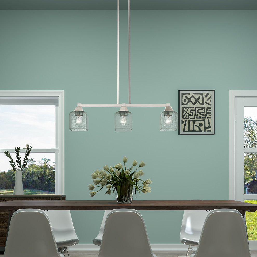 Aragon 3 Light Brushed Nickel Linear Chandelier