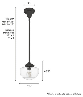 Saddle Creek Noble Bronze, Clear Seeded Glass 1 Light Mini Pendant Light
