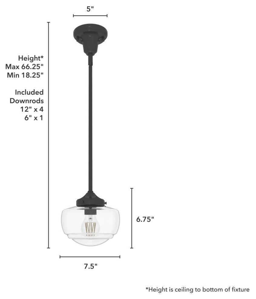 Saddle Creek Noble Bronze, Clear Seeded Glass 1 Light Mini Pendant Light