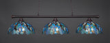 Oxford 3-Light Bar, Dark Granite/Blue Mosaic Art