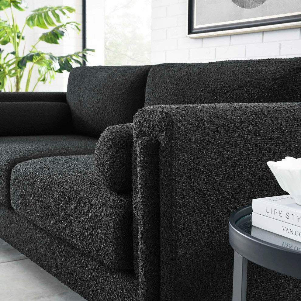 Visible Boucle Fabric Sofa - Black