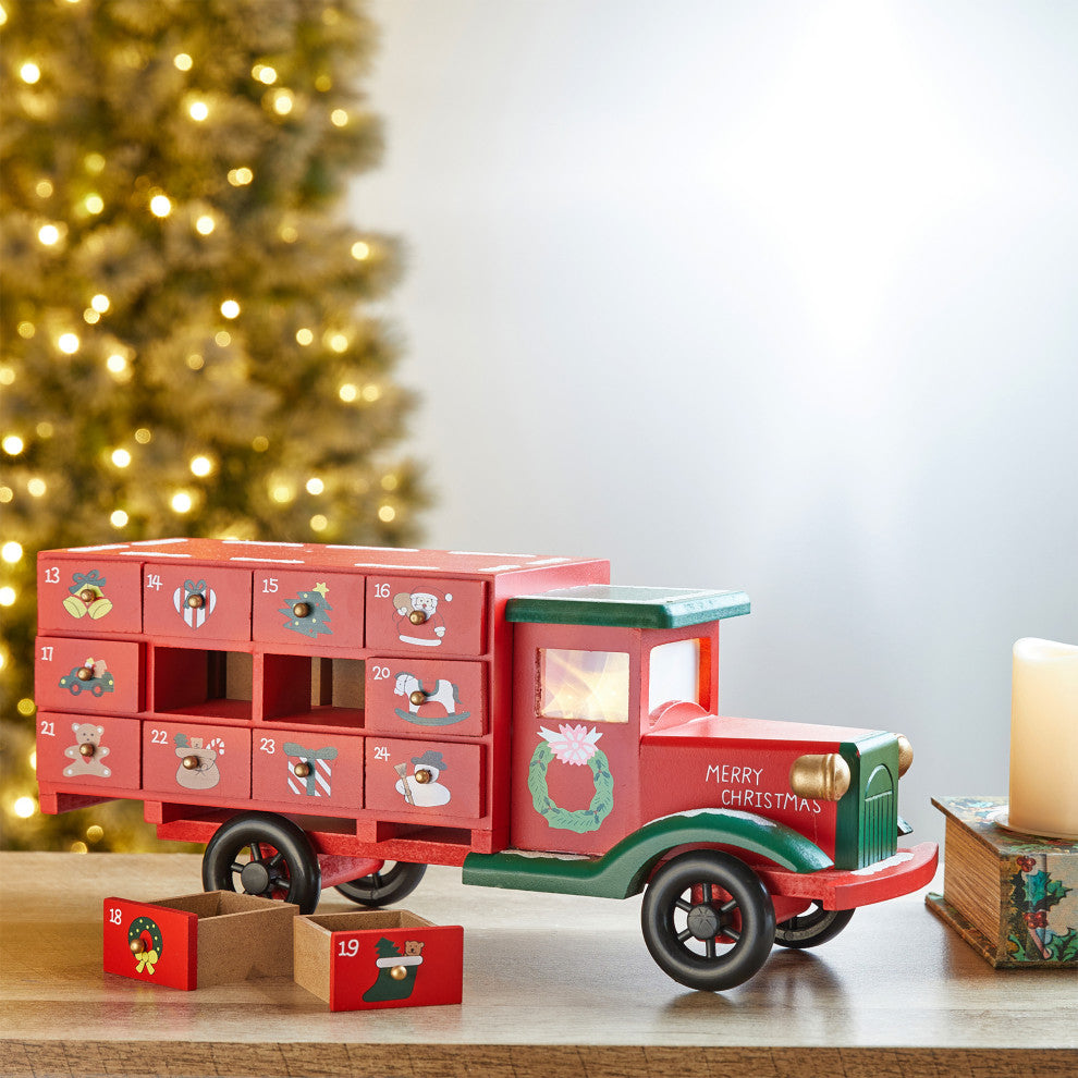14.5"L Wooden Christmas Truck Countdown