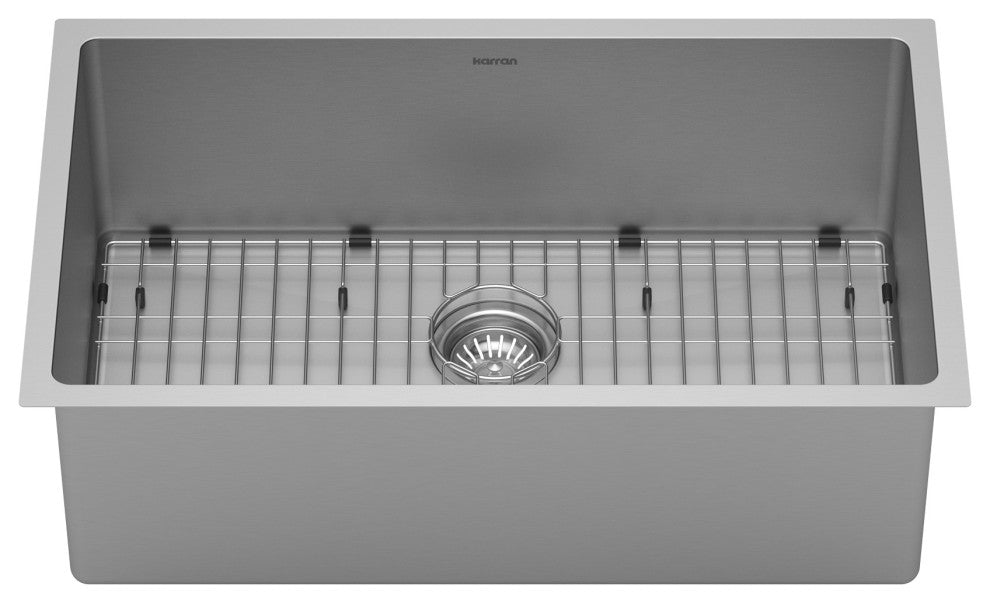 Karran 30" Undermount Large Single Bowl Stainless Steel Kitchen Sink Kit