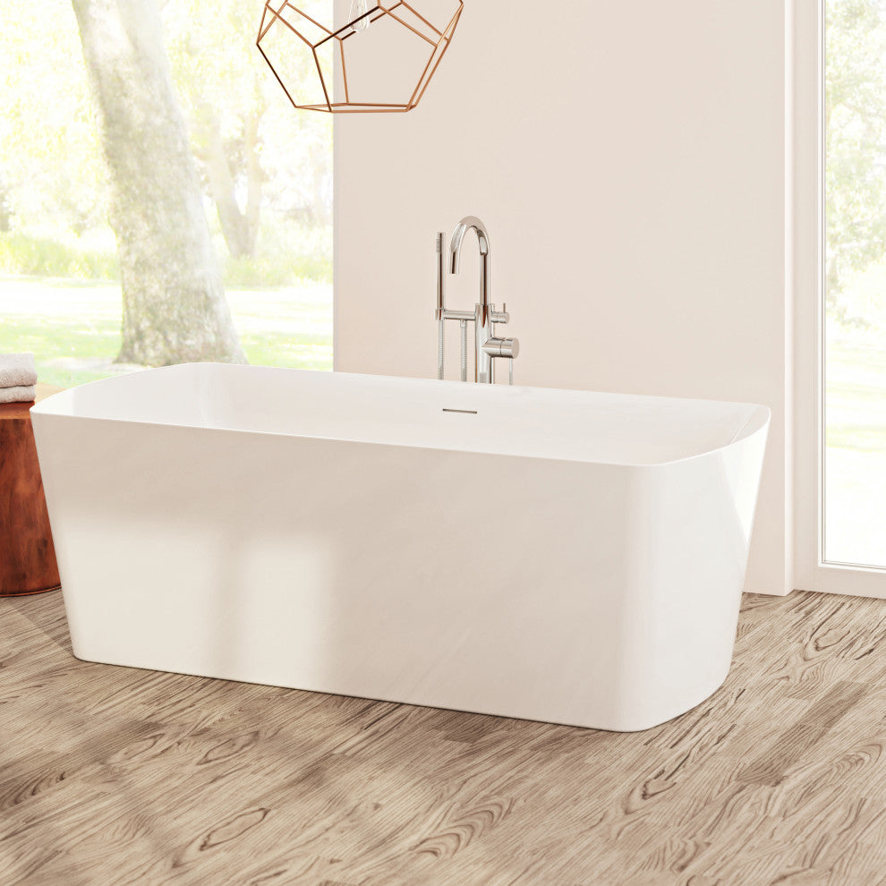 Perlato Bilbao Freestanding Soaking Tub, White, 71"