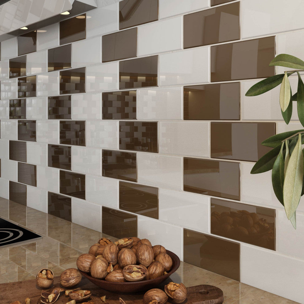 3"x6" Glass Subway Collection, Classic Brown