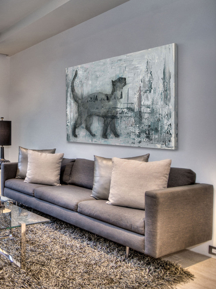"Cat Prance" Painting Print on Wrapped Canvas, 45"x30"