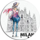 Girl On A Milano Duomo, Contemporary Round Wall Art, 11"