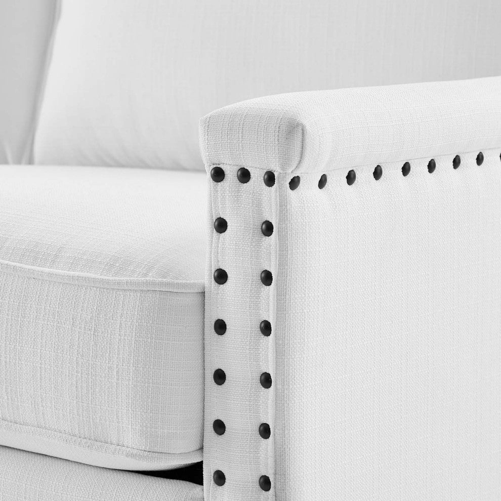 Loveseat Sofa, Fabric, White, Modern, Living Lounge Room Hotel Lobby Hospitality