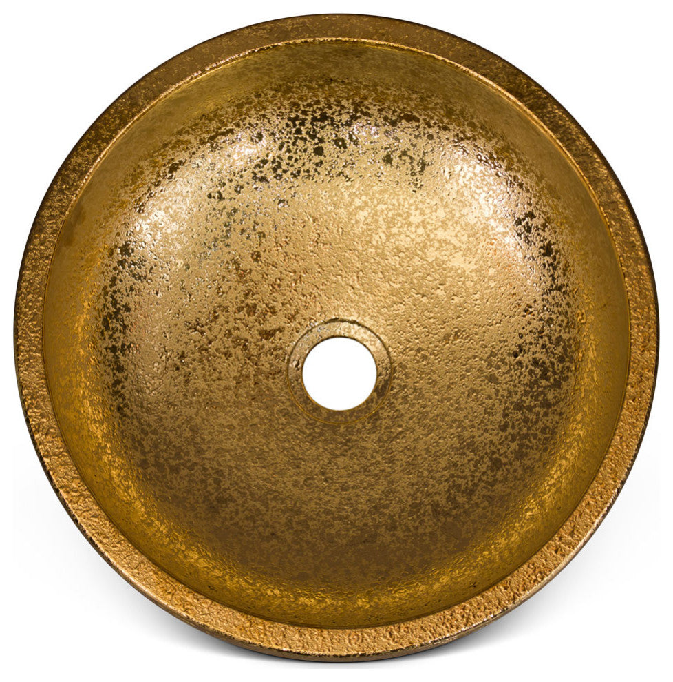 16in Abstact Design Gold Textured Oriental Porcelain Basin