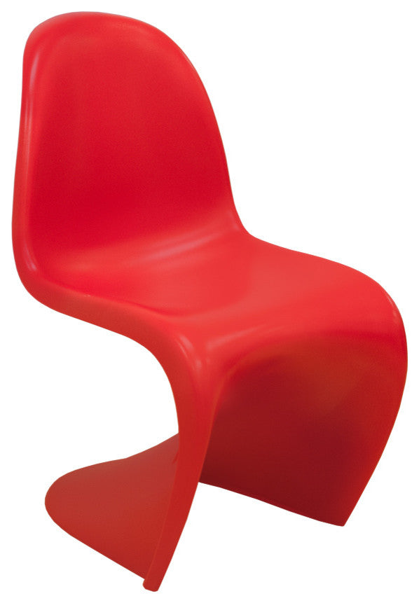 Mod Made "S" Shape Plastic Dining Side Chair, Red