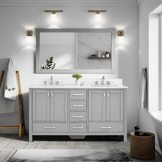 Bathroom Vanity Set, Base:Gray, 60", Without Mirror