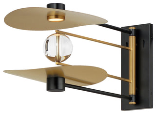 ET2 E24072 Pearl 12" Tall LED Wall Sconce - Black / Natural Aged Brass