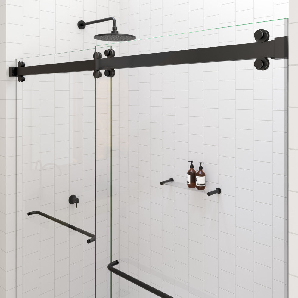 Polaris 60 in. x 78 in. Sliding Bypass Shower Doors, Matte Black