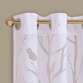 Madison Park Averil Devore Bird Sheer Window Curtain Panel, White