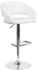 Estella Rounded Mid-Back Swivel White Vinyl Adjustable Barstool