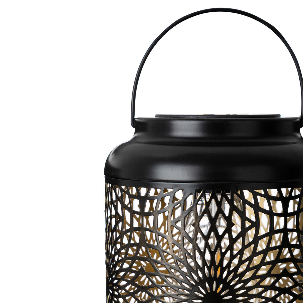 8.75"H Metal Cutout Solar Powered Outdoor Hanging Lantern