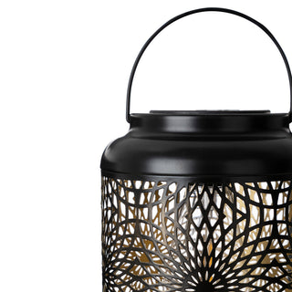 8.75"H Metal Cutout Solar Powered Outdoor Hanging Lantern