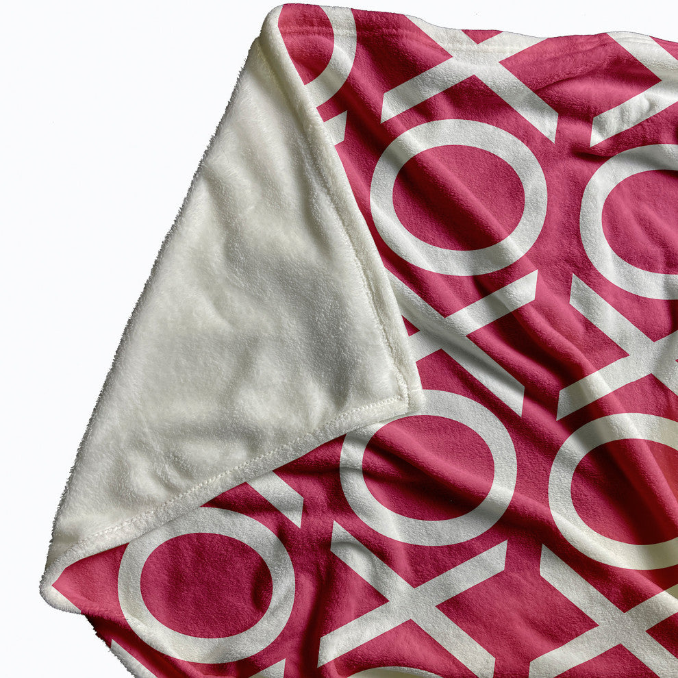 60 x 80 in Hugs and Kisses Valentine's Throw Blanket, Pink