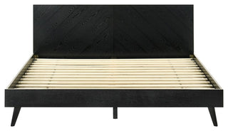 Armen Living Petra King Platform Wood Bed Frame with Tapered Legs in Black