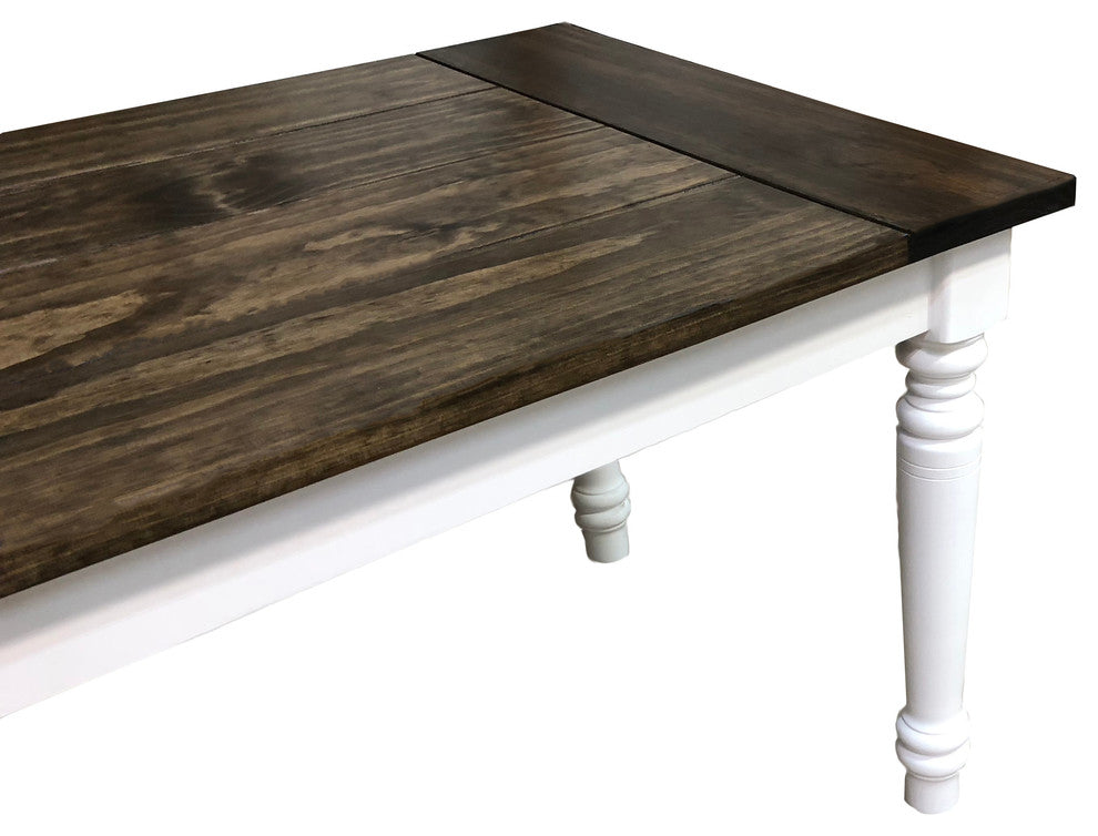 Dark Walnut and White English Farmhouse Table, 48"