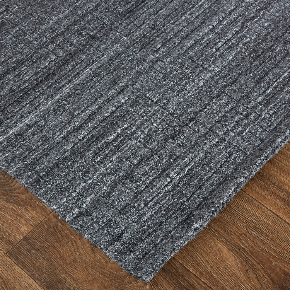 Weave & Wander Tatem Minimal Viscose Rug, Charcoal Gray/Gray, 8' x 10' Rug