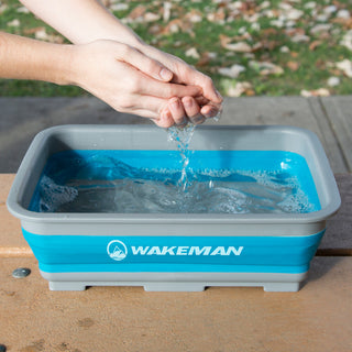 Wakeman 10L Collapsible Portable Camping Wash Basin, Blue