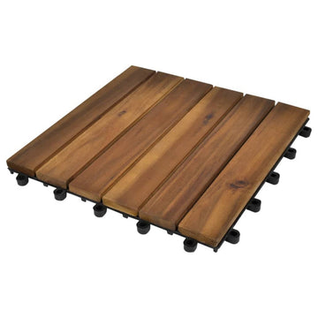 vidaxl 10-Piece Acacia Decking Tiles 11.8"x11.8" Vertical Pattern