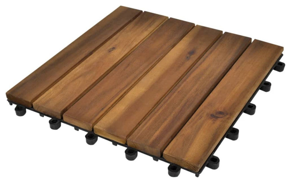 vidaxl 10-Piece Acacia Decking Tiles 11.8"x11.8" Vertical Pattern