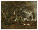 "Forest of Fontainebleau, Tall Trees, Plain of Clair-Bois" Paper Art, 18"x14"
