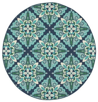 Oriental Weavers Meridian Blue/Green Medallion Indoor/Outdoor Rug 7'10"X10'10"