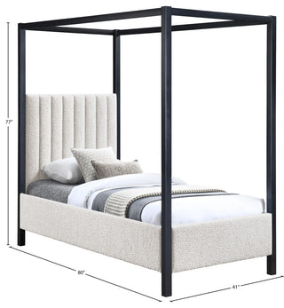 Kelly Boucle Fabric Upholstered Bed, Cream, Twin