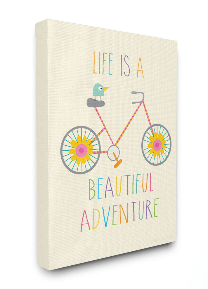 Stupell Industries Life Is A Beautiful Adventure Bird on a Bike, 16"x20", Canvas