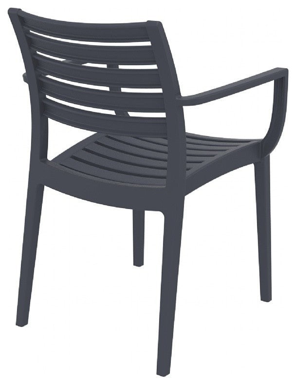 Artemis Outdoor Dining Arm Chair Brown, Set of 2, Dark Gray