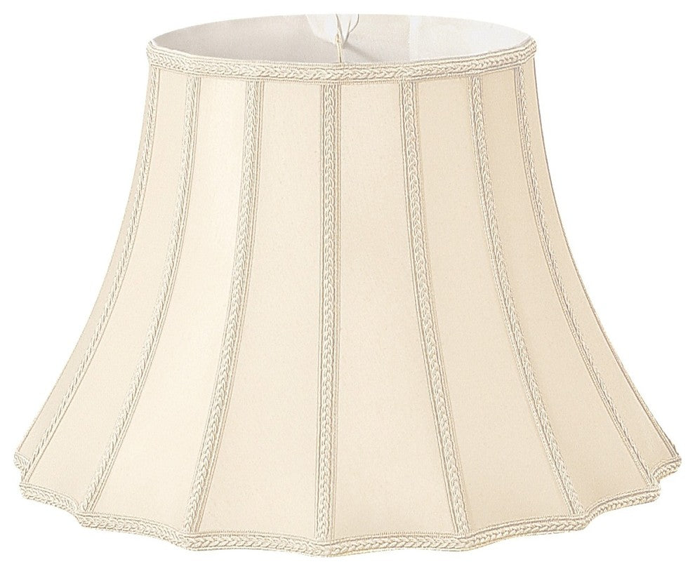 Scalloped Bell With Vertical Piping Designer Lampshade, Antique Gold