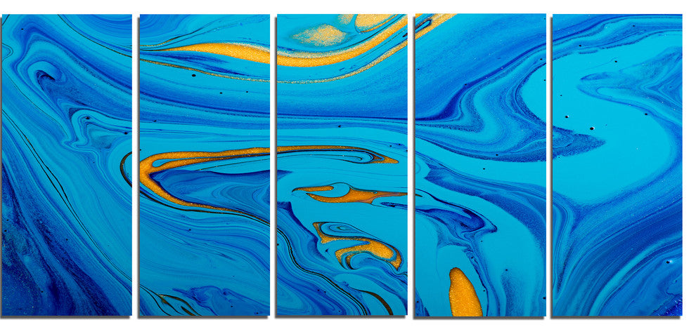 "Light Blue Abstract Acrylic Paint Mix" Canvas Print, 5 Panel