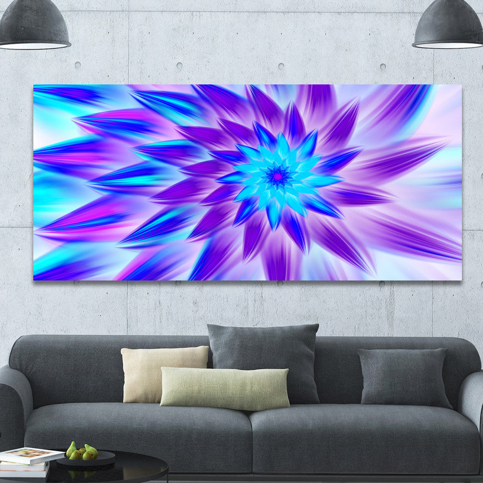 Exotic Blue Flower Petals, Large Floral Canvas Art Print, 60"x28"