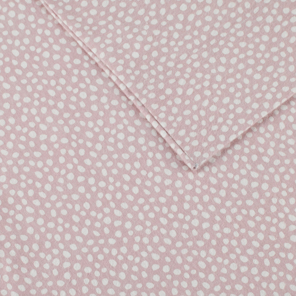 True North by Sleep Philosophy Cotton Flannel Print Sheet Set, Dots, Pink