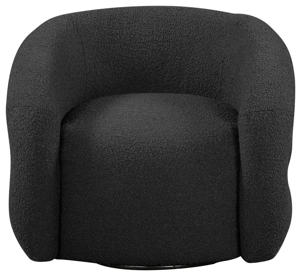 Roxbury Boucle Fabric Upholstered Swivel Accent Chair, Black