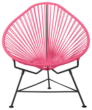 Junior Indoor/Outdoor Handmade Acapulco Chair, Pink Weave, Black Frame