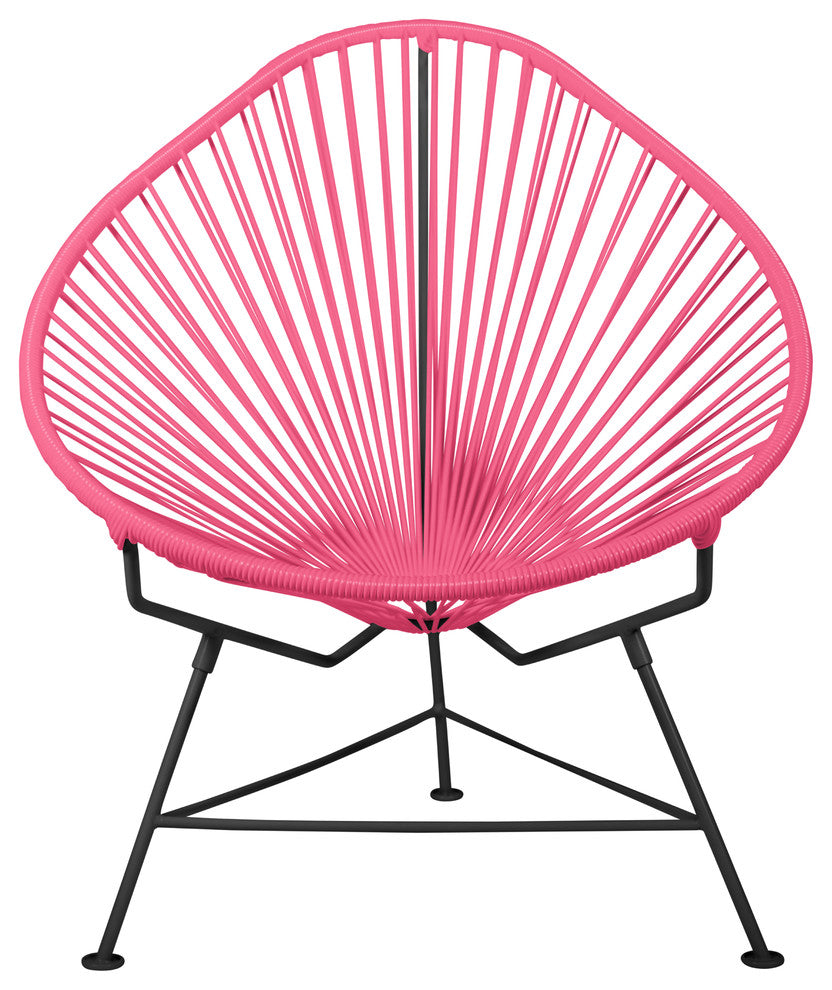 Junior Indoor/Outdoor Handmade Acapulco Chair, Pink Weave, Black Frame
