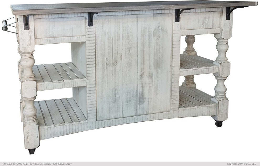 Greenview Rustic Farmhouse Kitchen Island, Solid Wood