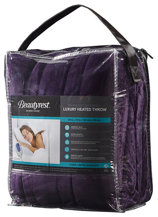 Beautyrest Heated Plush Plush Heated Throw, Purple